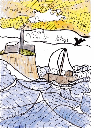 Drawing of Milford Waterfront by Milford Haven student
