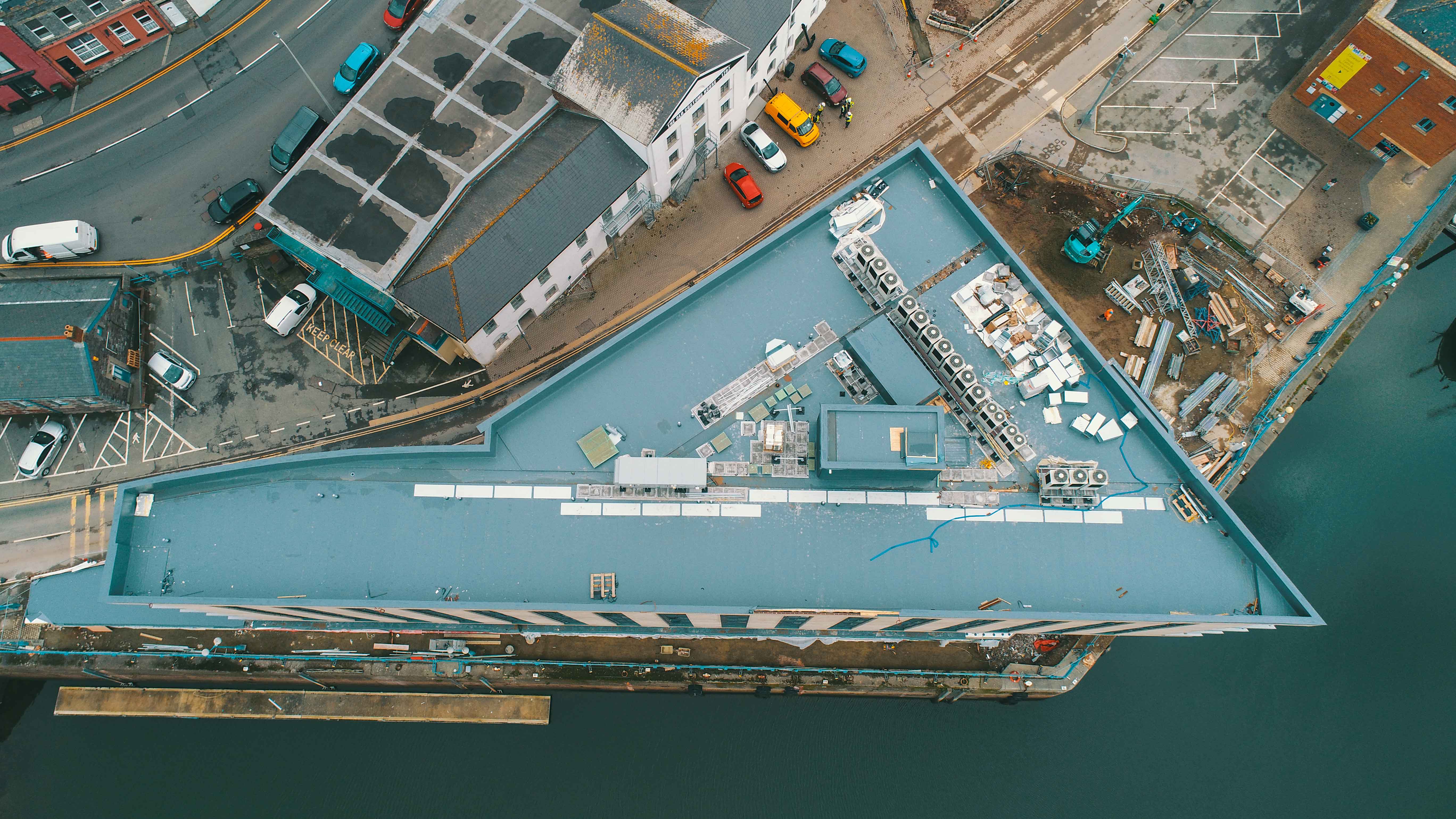 Aerial view of the hotel construction at Milford Waterfront