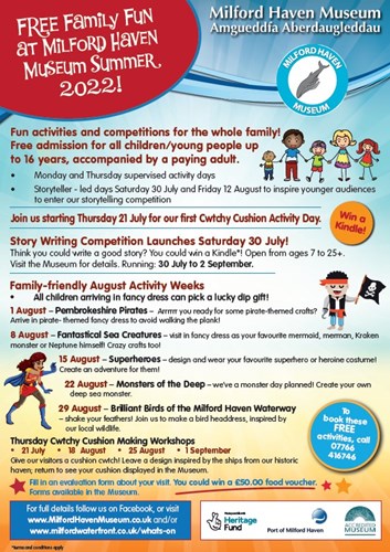 Milford Haven Museum summer fun poster - English