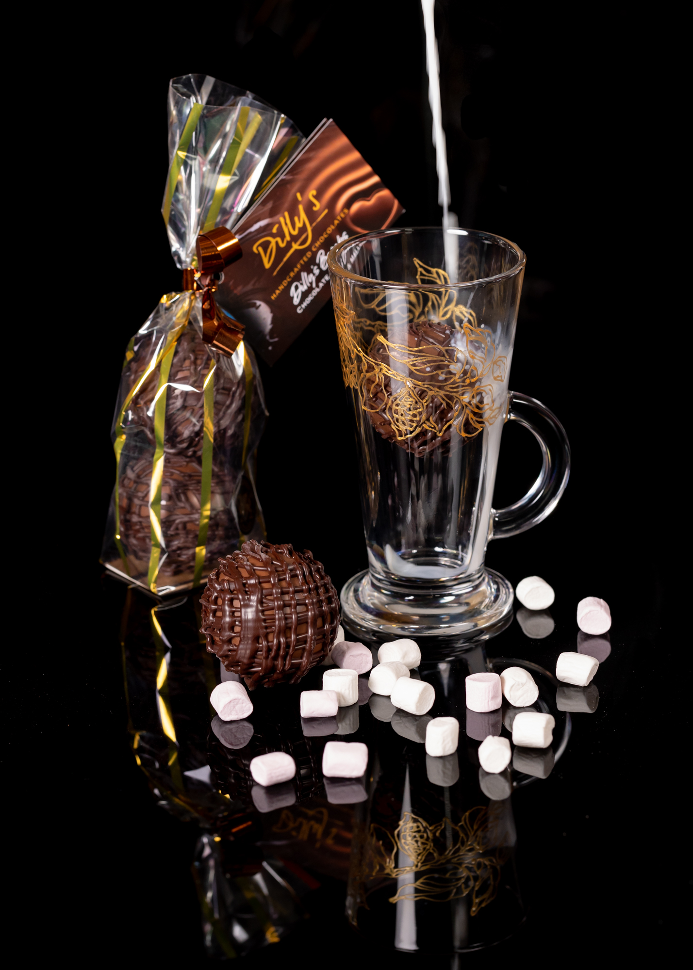 Hot chocolate bomb at Dilly's Chocolates